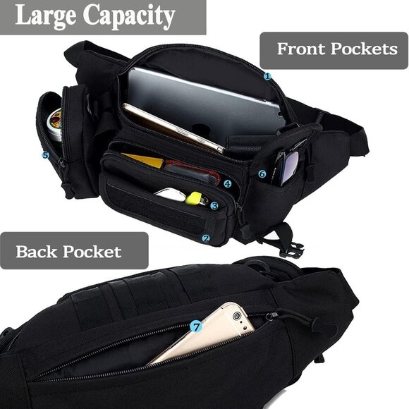 Tactical Fanny Packs, Military Waist Bag Utility Hip Belt Bags for Hiking Climbi - Picture 4 of 7